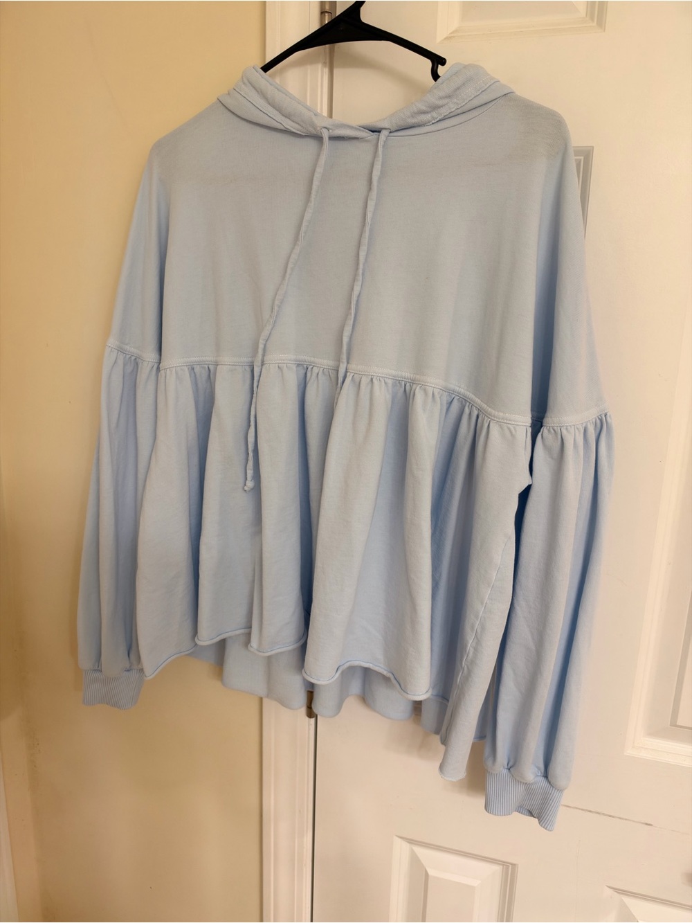 aerie Light Blue Hooded Peplum Sweatshirt